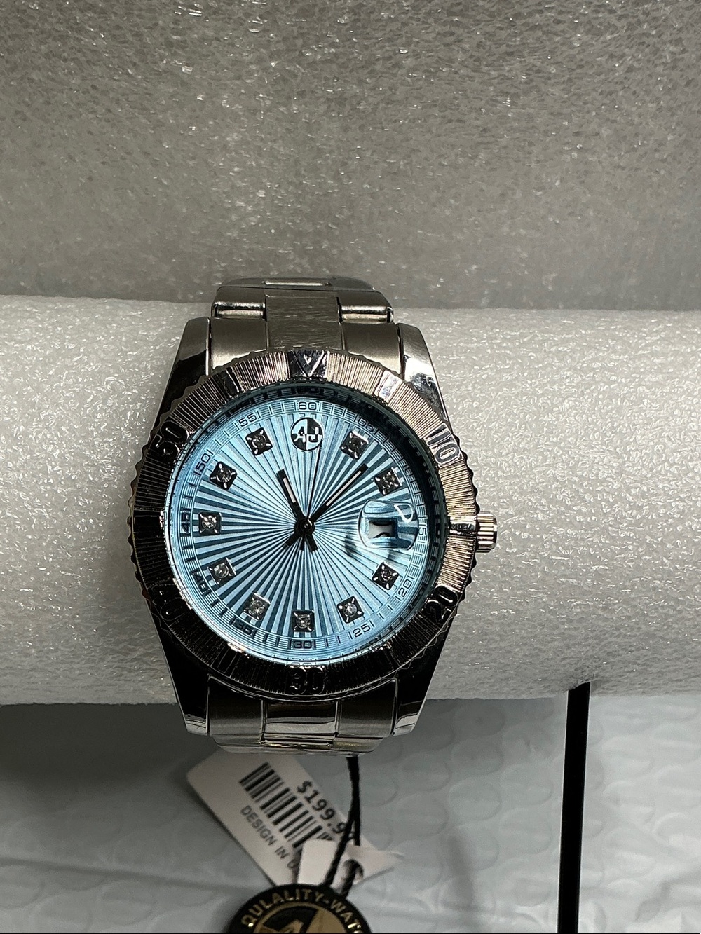 Men's Stainless Steel with Light Blue Dial